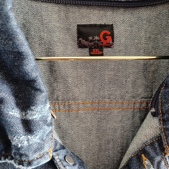 G by Guess Denim Bomber Jacket Distressed XXL - Picture 6 of 11
